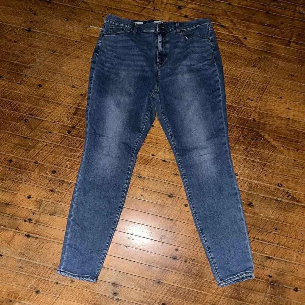 Loft distressed 32 high rise cropped normcore jeans